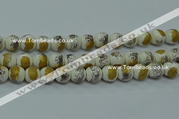 CPB751 15.5 inches 6mm round Painted porcelain beads