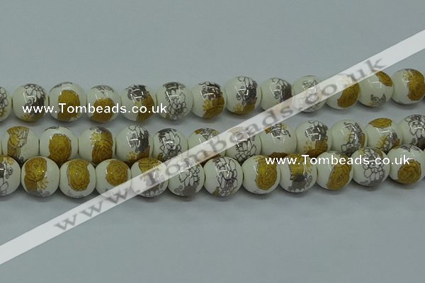 CPB752 15.5 inches 8mm round Painted porcelain beads