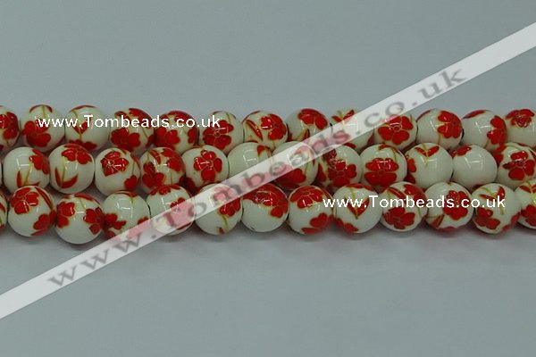 CPB761 15.5 inches 6mm round Painted porcelain beads