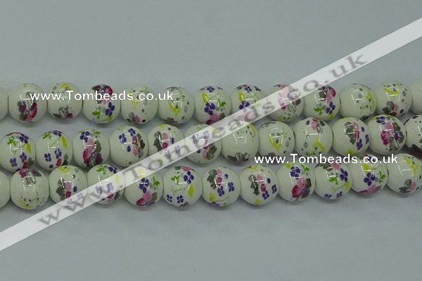 CPB771 15.5 inches 6mm round Painted porcelain beads