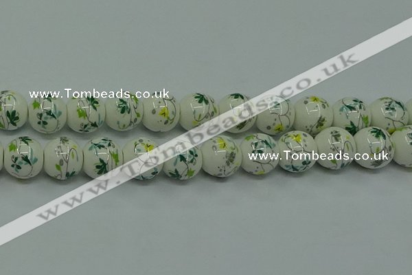 CPB783 15.5 inches 10mm round Painted porcelain beads