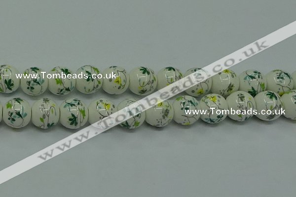 CPB784 15.5 inches 12mm round Painted porcelain beads