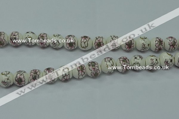 CPB793 15.5 inches 10mm round Painted porcelain beads