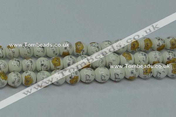 CPB802 15.5 inches 8mm round Painted porcelain beads