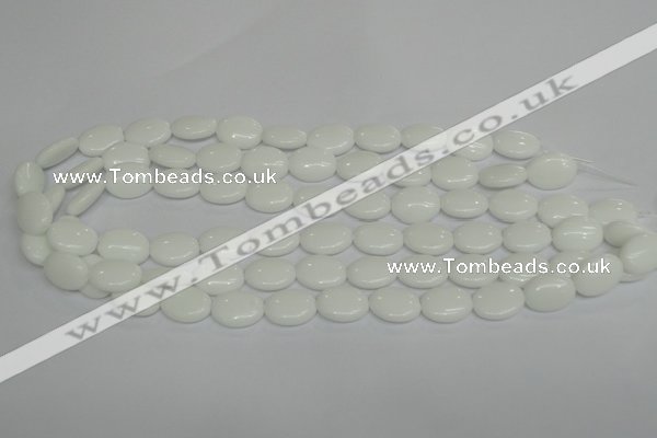 CPB85 15.5 inches 10*14mm oval white porcelain beads wholesale