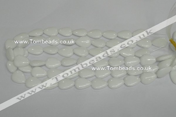 CPB91 15.5 inches 15*20mm flat teardrop white porcelain beads wholesale