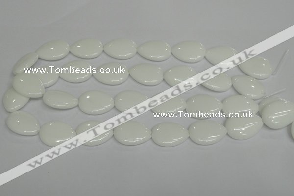 CPB92 15.5 inches 18*25mm flat teardrop white porcelain beads wholesale