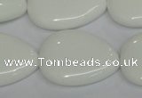 CPB93 15.5 inches 20*30mm flat teardrop white porcelain beads wholesale