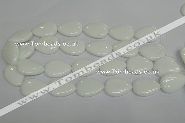 CPB93 15.5 inches 20*30mm flat teardrop white porcelain beads wholesale
