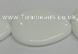 CPB94 15.5 inches 30*40mm flat teardrop white porcelain beads wholesale