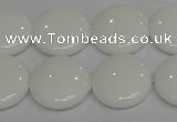 CPB98 15.5 inches 18mm flat round white porcelain beads wholesale