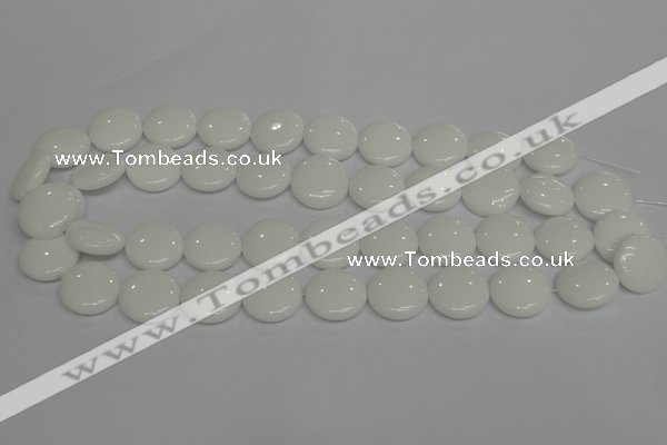 CPB98 15.5 inches 18mm flat round white porcelain beads wholesale