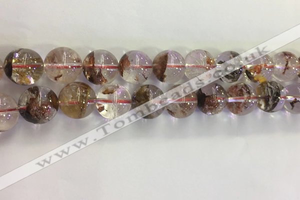 CPC655 15.5 inches 14mm round yellow phantom quartz beads