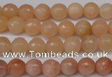 CPE12 15.5 inches 8mm faceted round peach stone beads wholesale