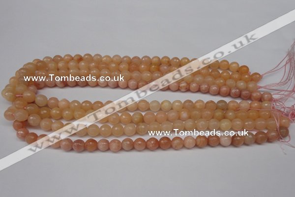 CPE12 15.5 inches 8mm faceted round peach stone beads wholesale