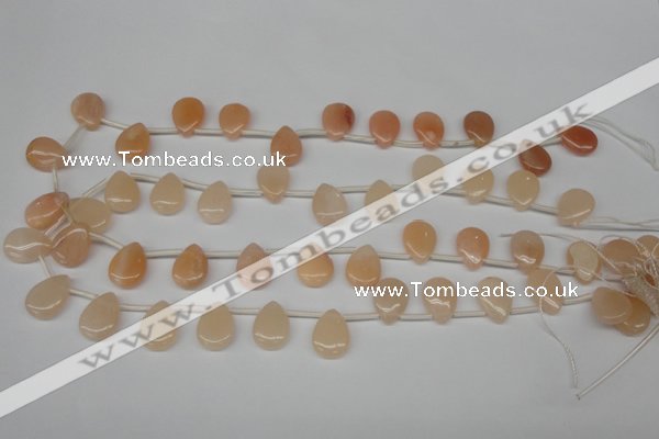 CPE22 Top-drilled 12*16mm flat teardrop peach stone beads wholesale