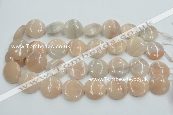 CPI10 15.5 inches 25mm flat round pink aventurine jade beads wholesale