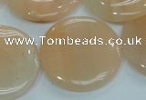 CPI103 15.5 inches 30mm flat round pink aventurine jade beads