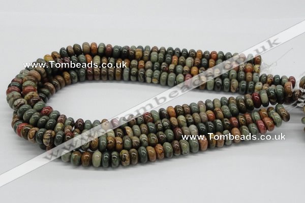 CPJ01 15.5 inches 5*10mm rondelle picasso jasper beads wholesale