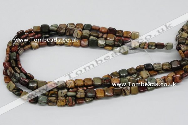 CPJ05 15.5 inches 10*10mm square picasso jasper beads wholesale