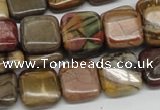 CPJ06 15.5 inches 14*14mm square picasso jasper beads wholesale