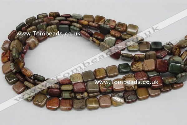 CPJ06 15.5 inches 14*14mm square picasso jasper beads wholesale