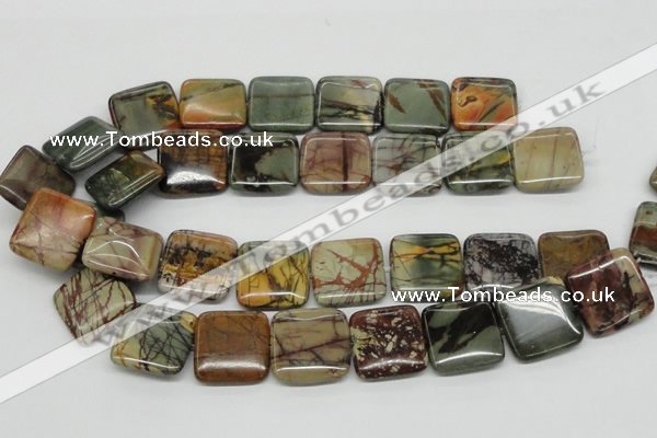 CPJ07 15.5 inches 25*25mm square picasso jasper beads wholesale