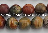 CPJ105 15.5 inches 14mm round picasso jasper gemstone beads wholesale