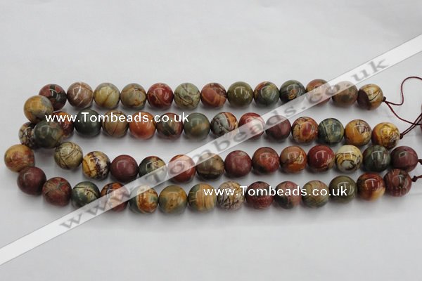 CPJ105 15.5 inches 14mm round picasso jasper gemstone beads wholesale