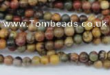 CPJ151 15.5 inches 4mm round picasso jasper gemstone beads