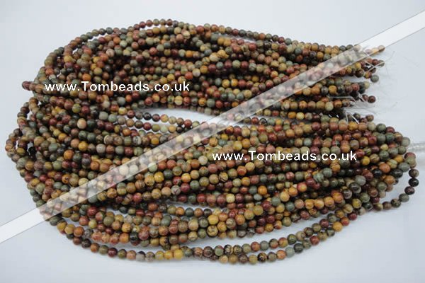 CPJ151 15.5 inches 4mm round picasso jasper gemstone beads