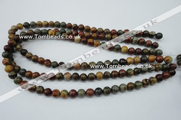 CPJ153 15.5 inches 8mm round picasso jasper gemstone beads