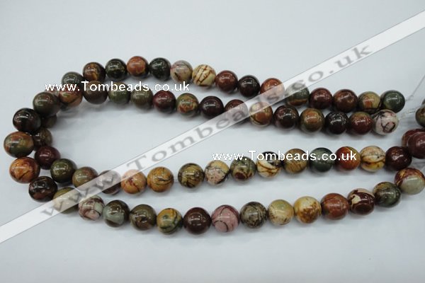 CPJ155 15.5 inches 12mm round picasso jasper gemstone beads