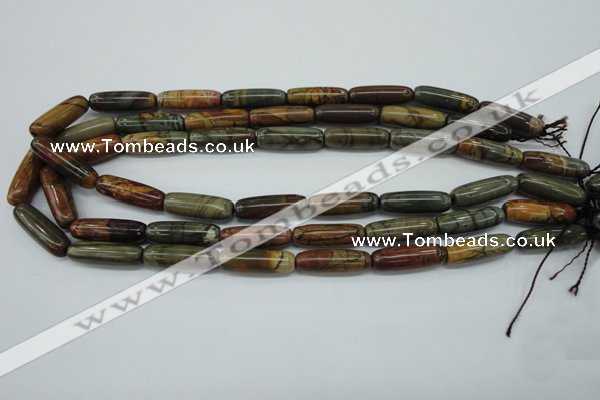 CPJ160 15.5 inches 8*25mm cylinder picasso jasper gemstone beads