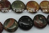 CPJ163 15.5 inches 16mm flat round picasso jasper gemstone beads