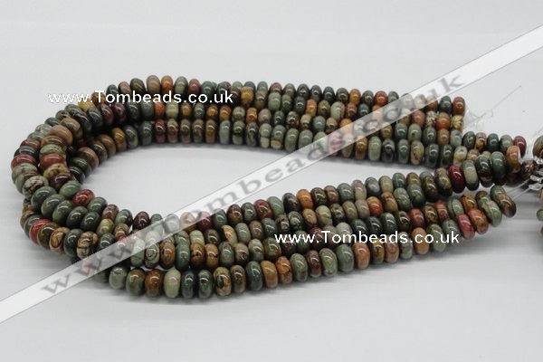 CPJ17 15.5 inches 3*6mm rondelle picasso jasper beads wholesale