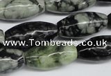 CPJ211 15.5 inches 12*24mm rice green picasso jasper beads