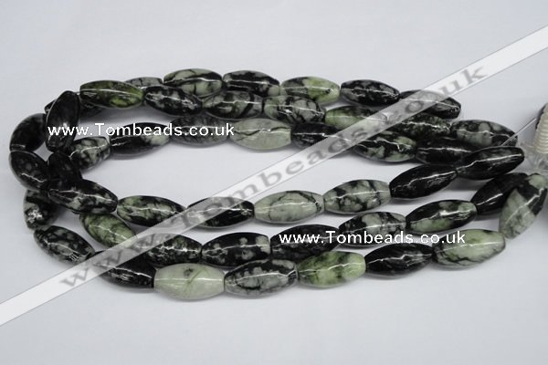 CPJ211 15.5 inches 12*24mm rice green picasso jasper beads