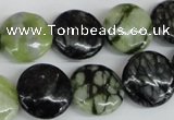 CPJ214 15.5 inches 16mm flat round green picasso jasper beads