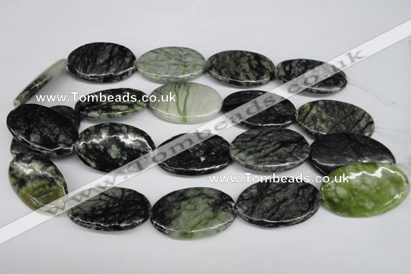 CPJ221 15.5 inches 25*40mm oval green picasso jasper beads