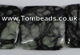 CPJ228 15.5 inches 30*30mm square green picasso jasper beads