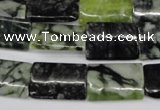 CPJ238 15.5 inches 13*20mm flat tube green picasso jasper beads