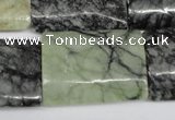 CPJ239 15.5 inches 22*30mm flat tube green picasso jasper beads