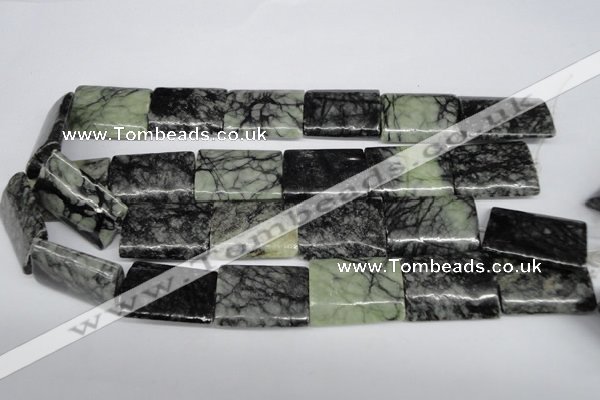 CPJ239 15.5 inches 22*30mm flat tube green picasso jasper beads