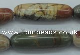 CPJ26 15.5 inches 13*40mm cylinder picasso jasper beads wholesale