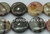 CPJ27 15.5 inches 20mm flat round picasso jasper beads wholesale