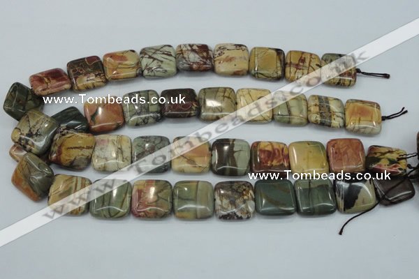 CPJ32 15.5 inches 20*20mm square picasso jasper beads wholesale