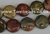 CPJ352 15.5 inches 16mm flat round picasso jasper gemstone beads