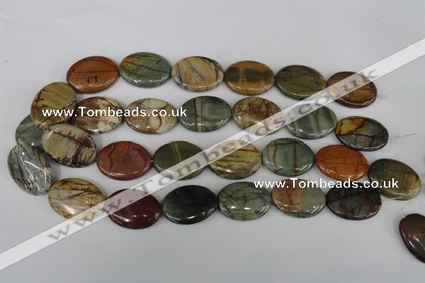 CPJ358 15.5 inches 22*30mm oval picasso jasper gemstone beads