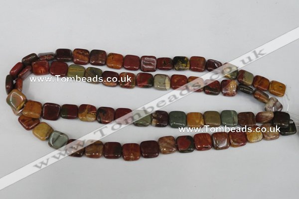 CPJ361 15.5 inches 12*12mm square picasso jasper gemstone beads